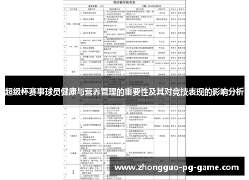 超级杯赛事球员健康与营养管理的重要性及其对竞技表现的影响分析 超级杯赛事球员健康与营养管理的重要性及其对竞技表现的影响分析